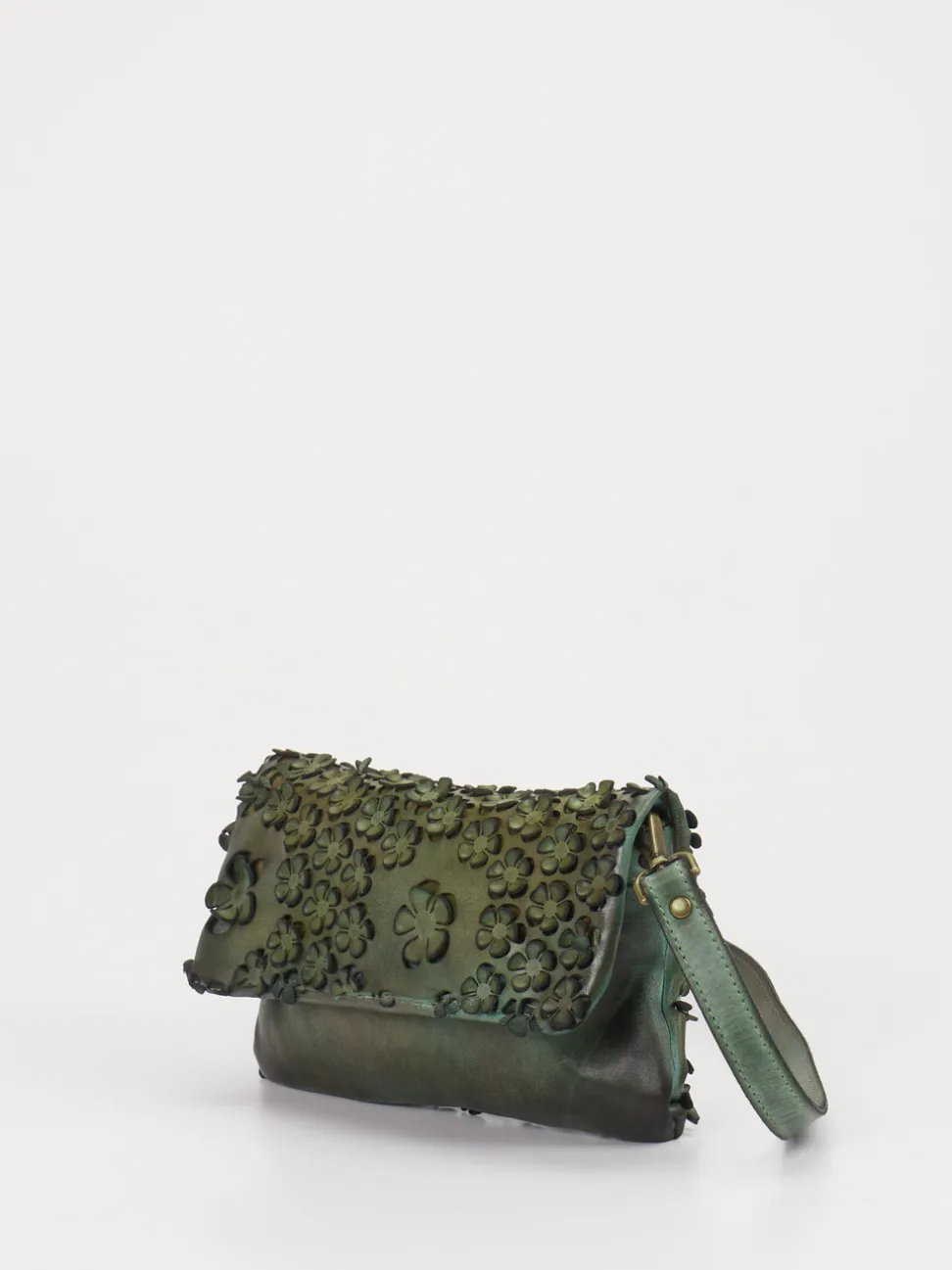 Alchimia – Clutch aus Kalbleder mit Blumenapplikation