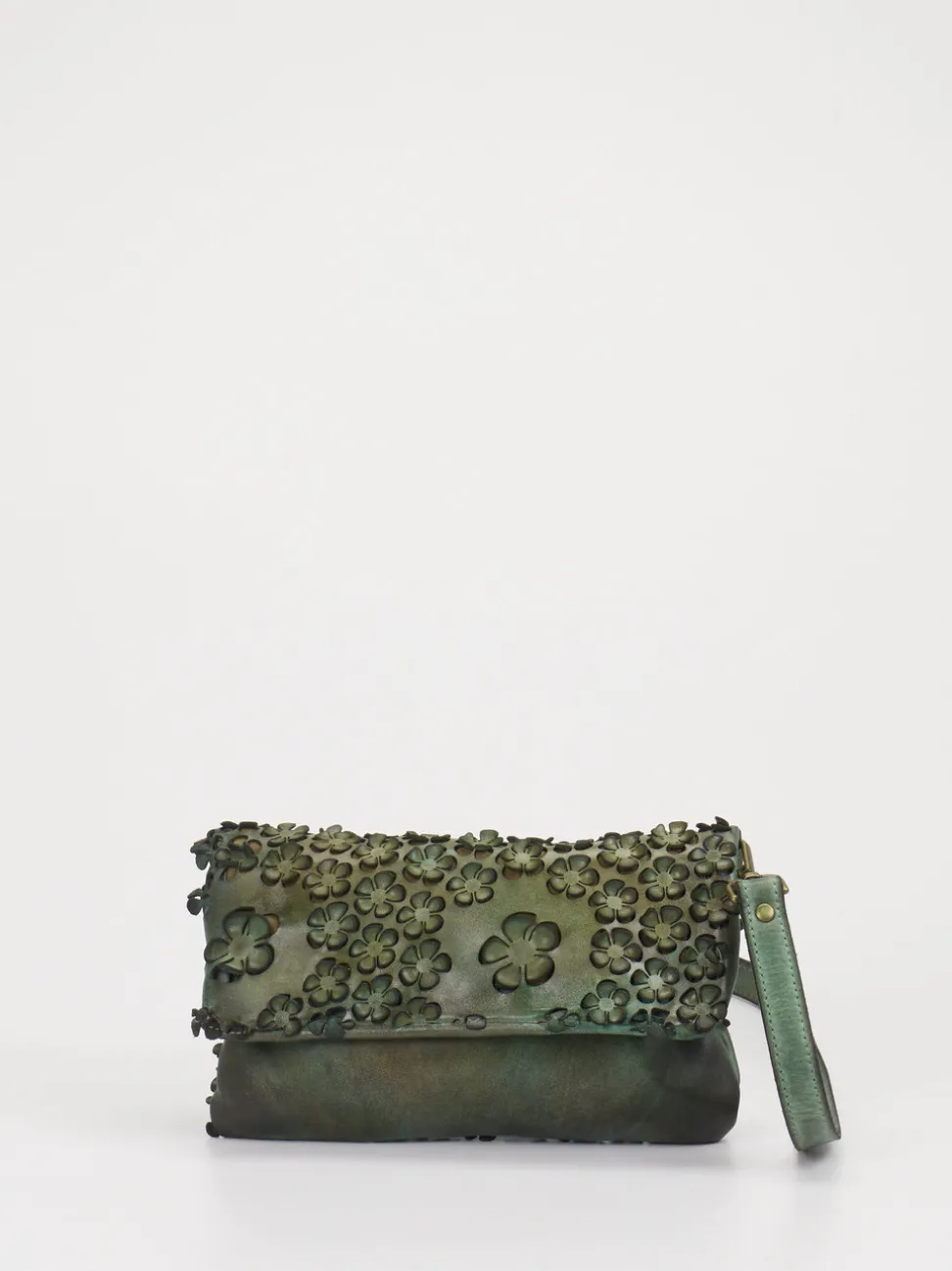 Alchimia – Clutch aus Kalbleder mit Blumenapplikation