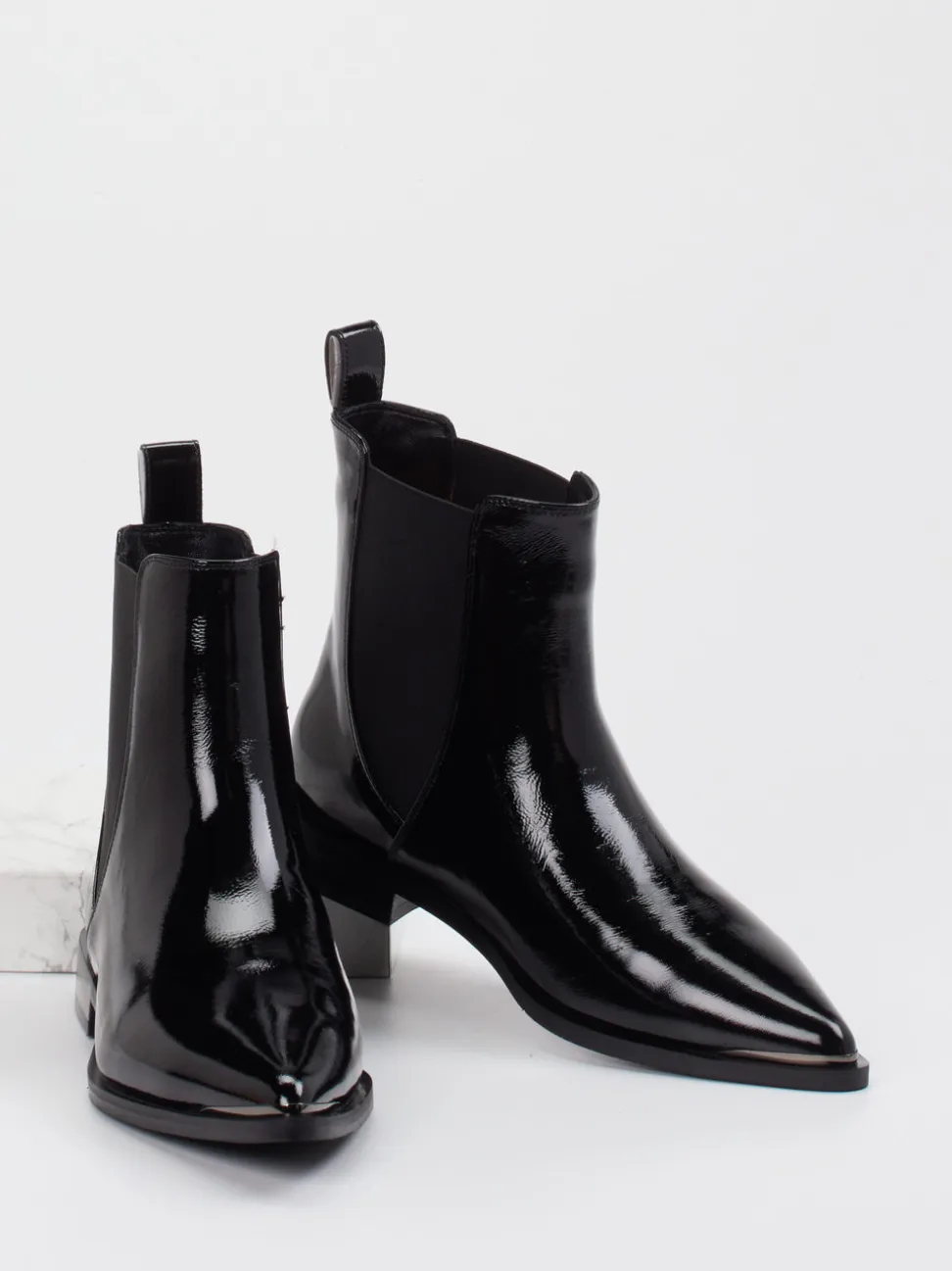 Andrea Puccini – Chelsea Boots aus Lackleder Schwarz