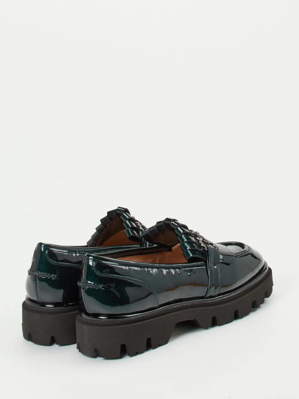 Andrea Puccini – Chunky Loafer aus Lackleder Petrol