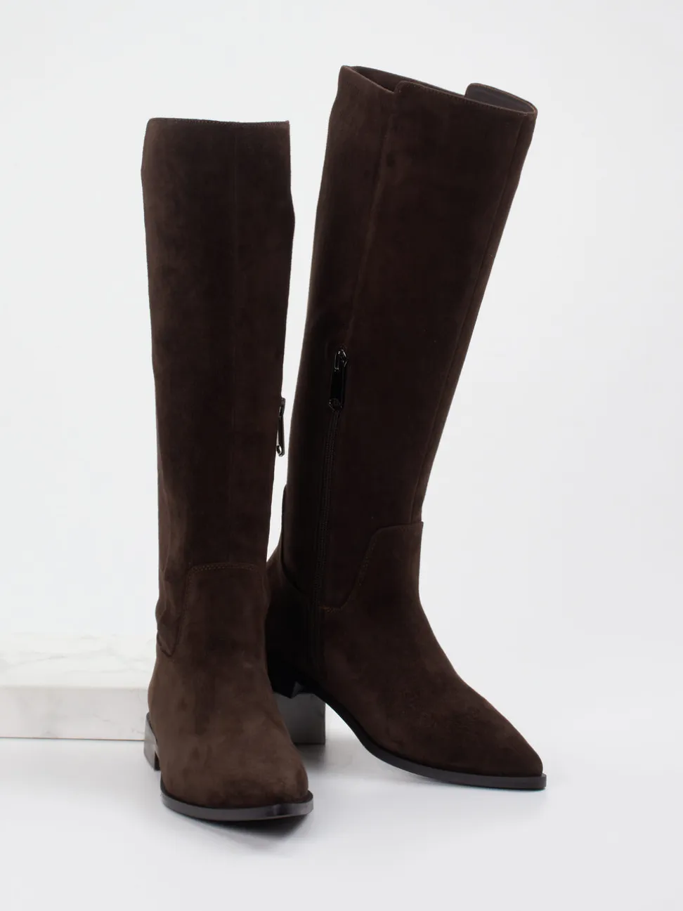 Andrea Puccini – Kniehohe Stiefel aus Veloursleder Braun
