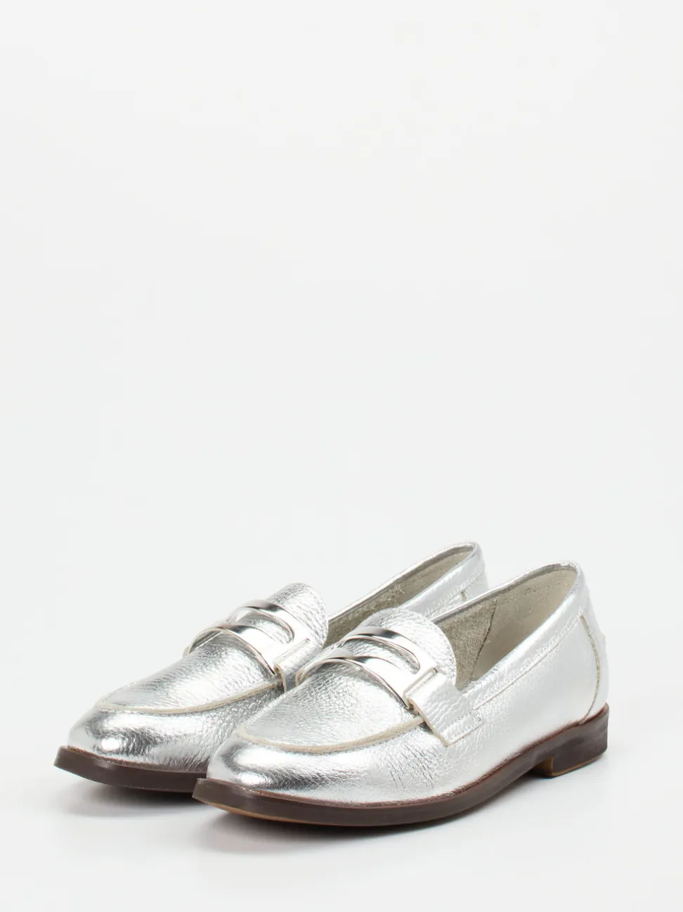 Andrea Puccini – Loafer aus Metallicleder silber