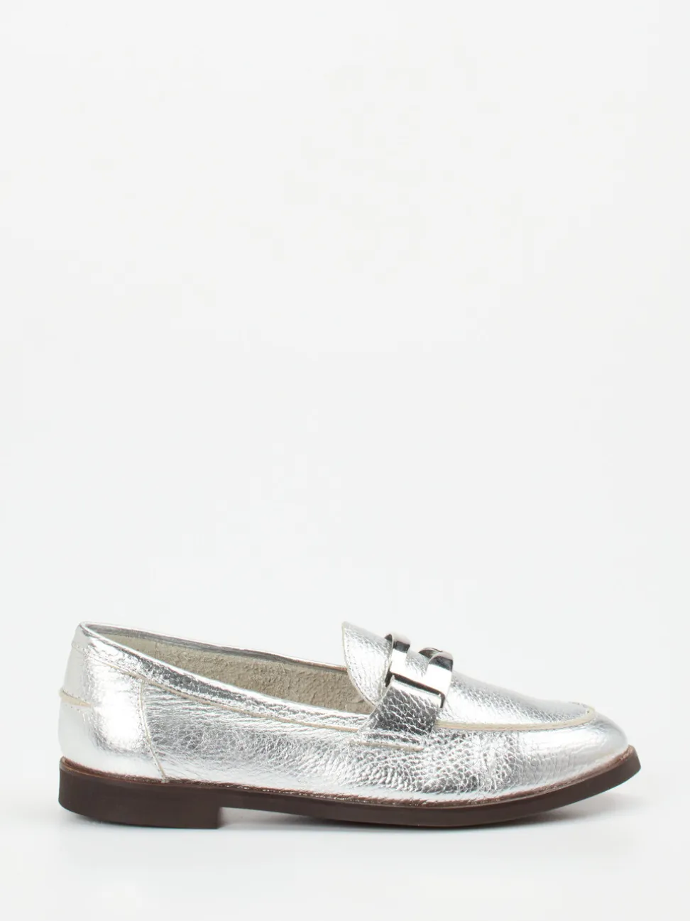 Andrea Puccini – Loafer aus Metallicleder silber