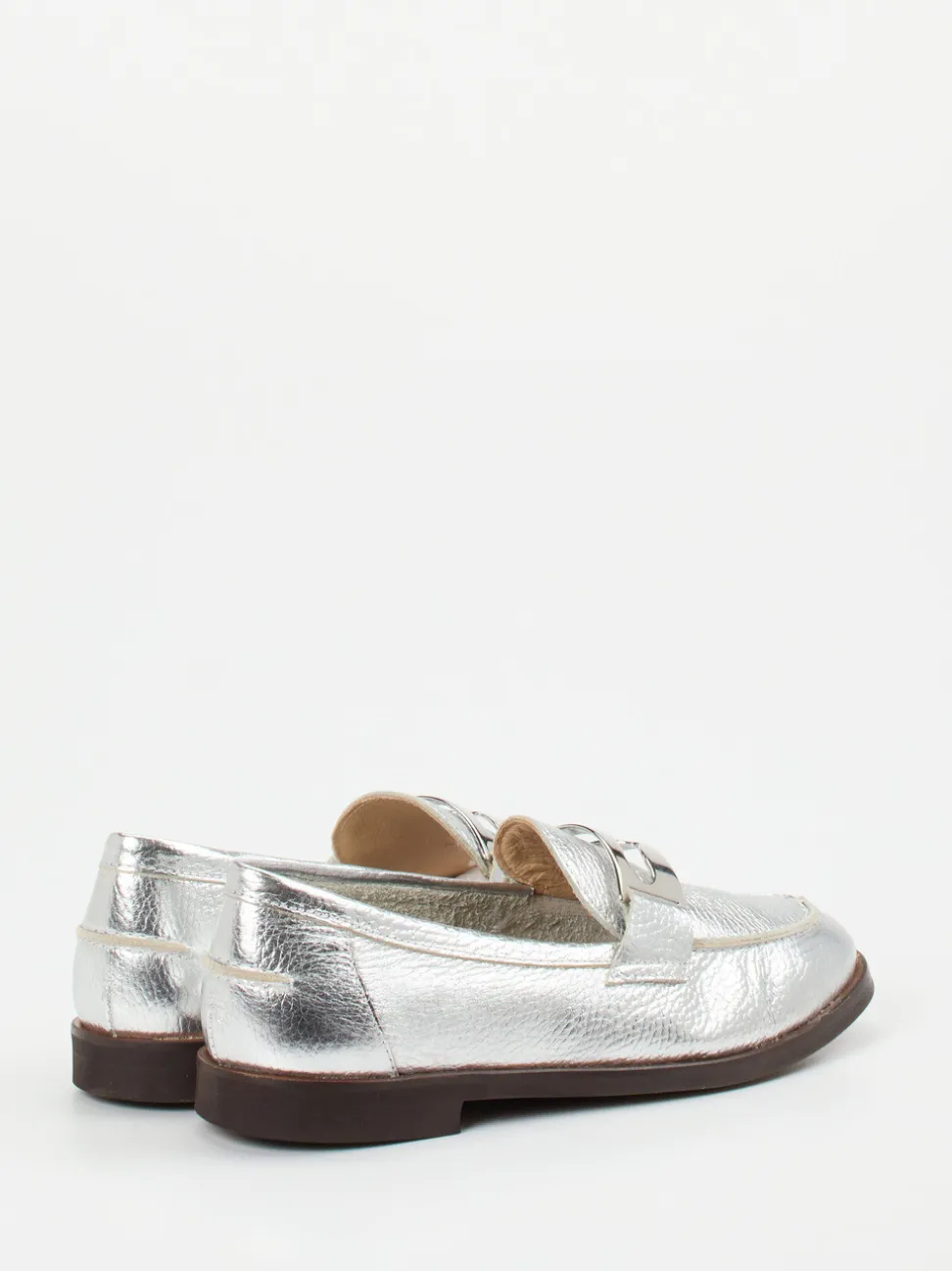 Andrea Puccini – Loafer aus Metallicleder silber