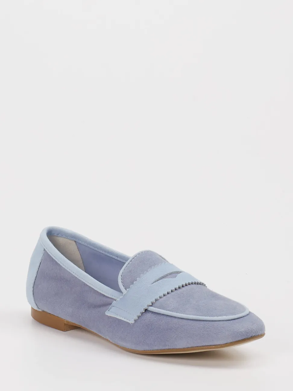 Andrea Puccini – Loafer aus Veloursleder Pastellblau