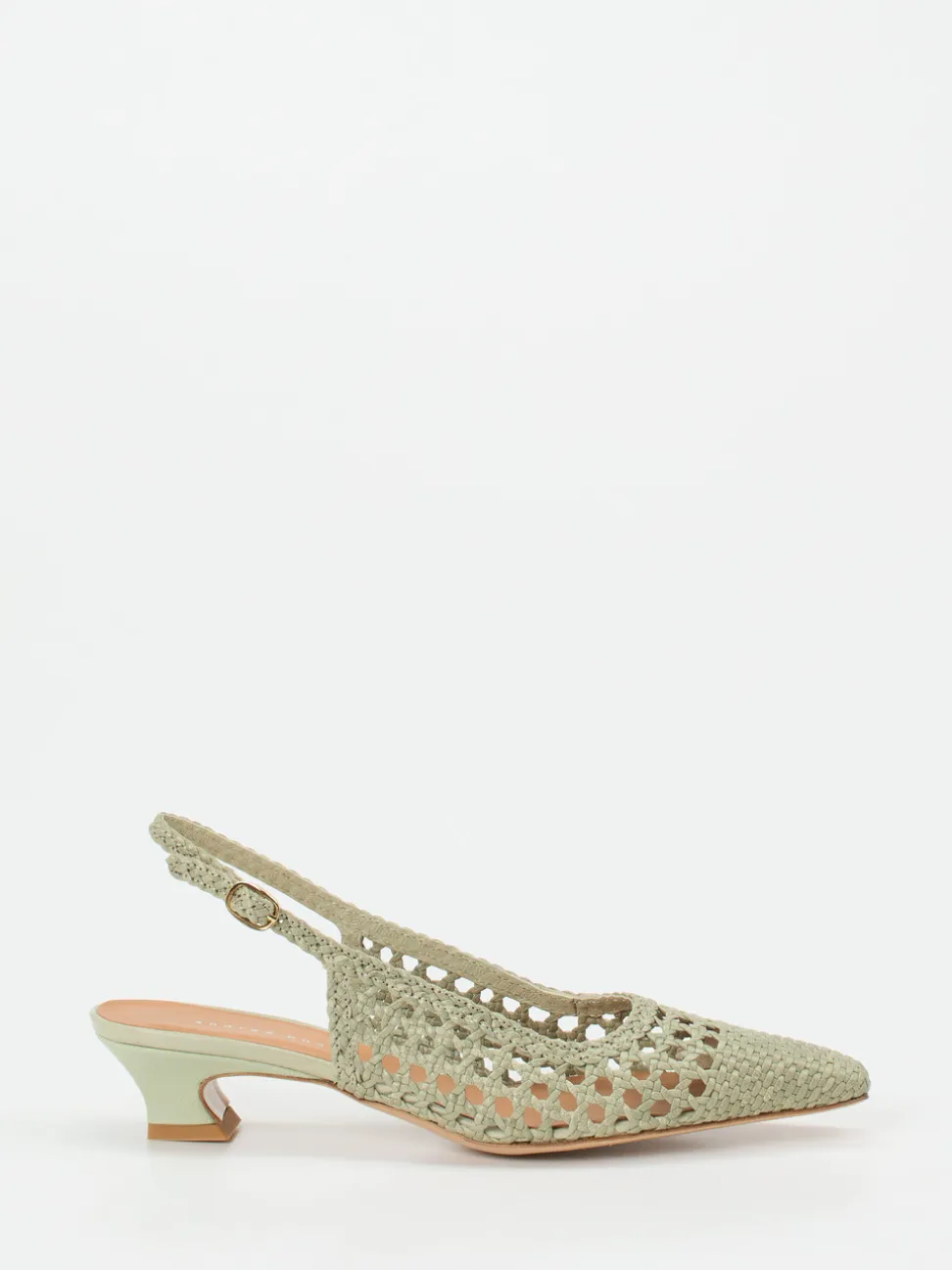 Andrea Puccini – Slingpumps aus Flechtleder Salbeigrün
