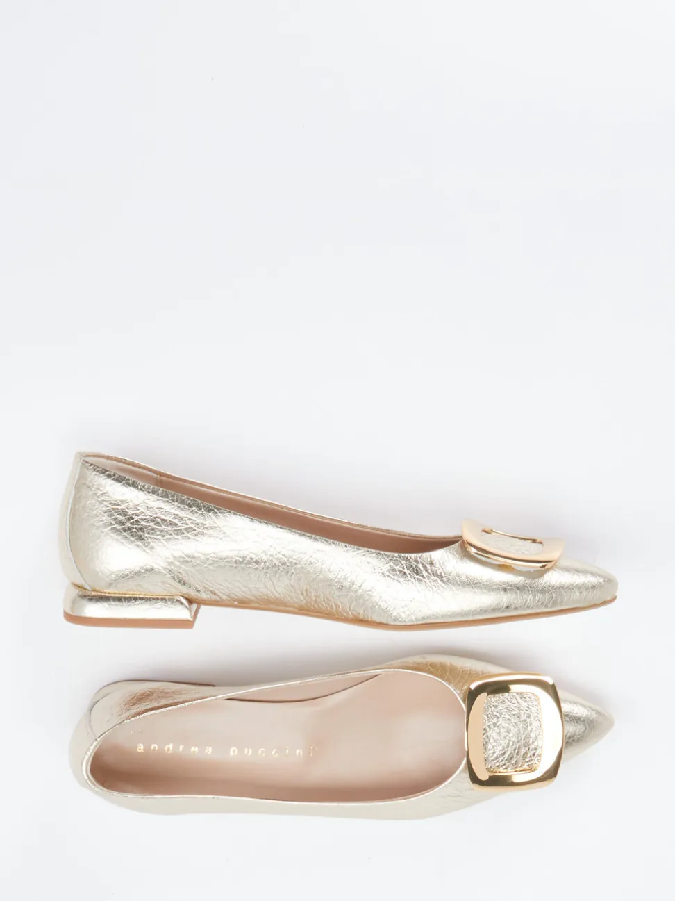 Andrea Puccini – Spitzballerinas aus Metallicleder gold