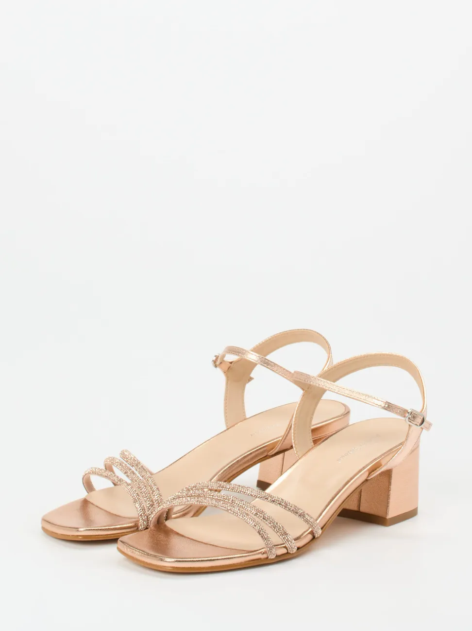 Andrea Sabatini – Abendsandale aus Metallicleder Roségold