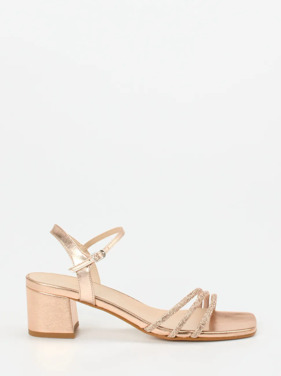 Andrea Sabatini – Abendsandale aus Metallicleder Roségold