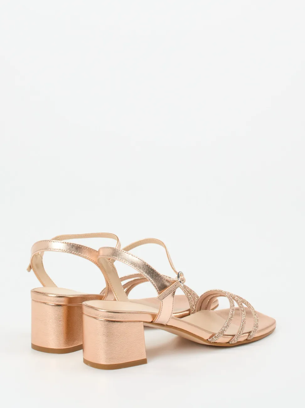 Andrea Sabatini – Abendsandale aus Metallicleder Roségold