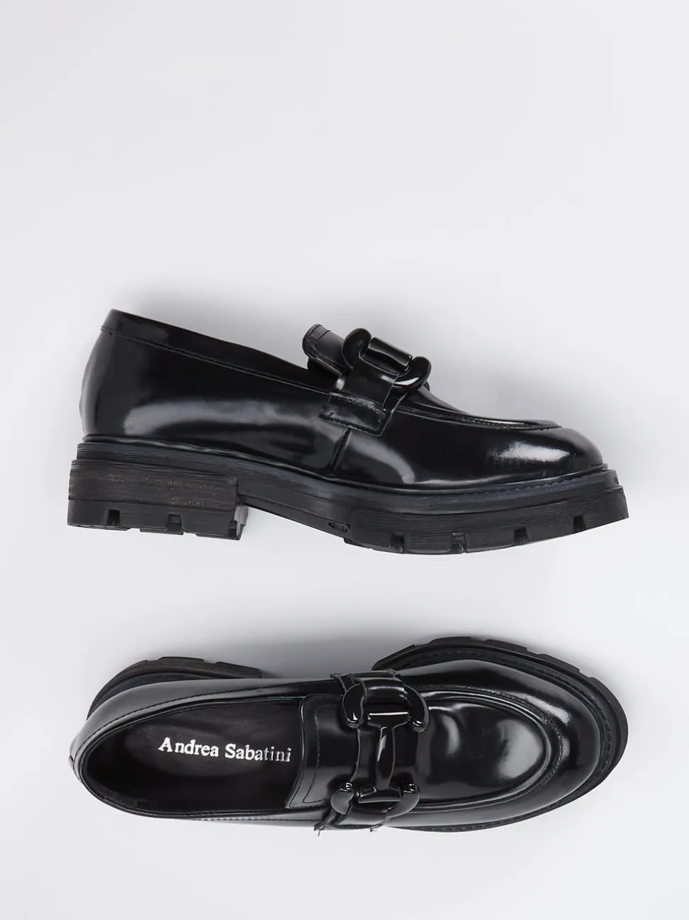 Andrea Sabatini – Loafer aus Hochglanzleder schwarz
