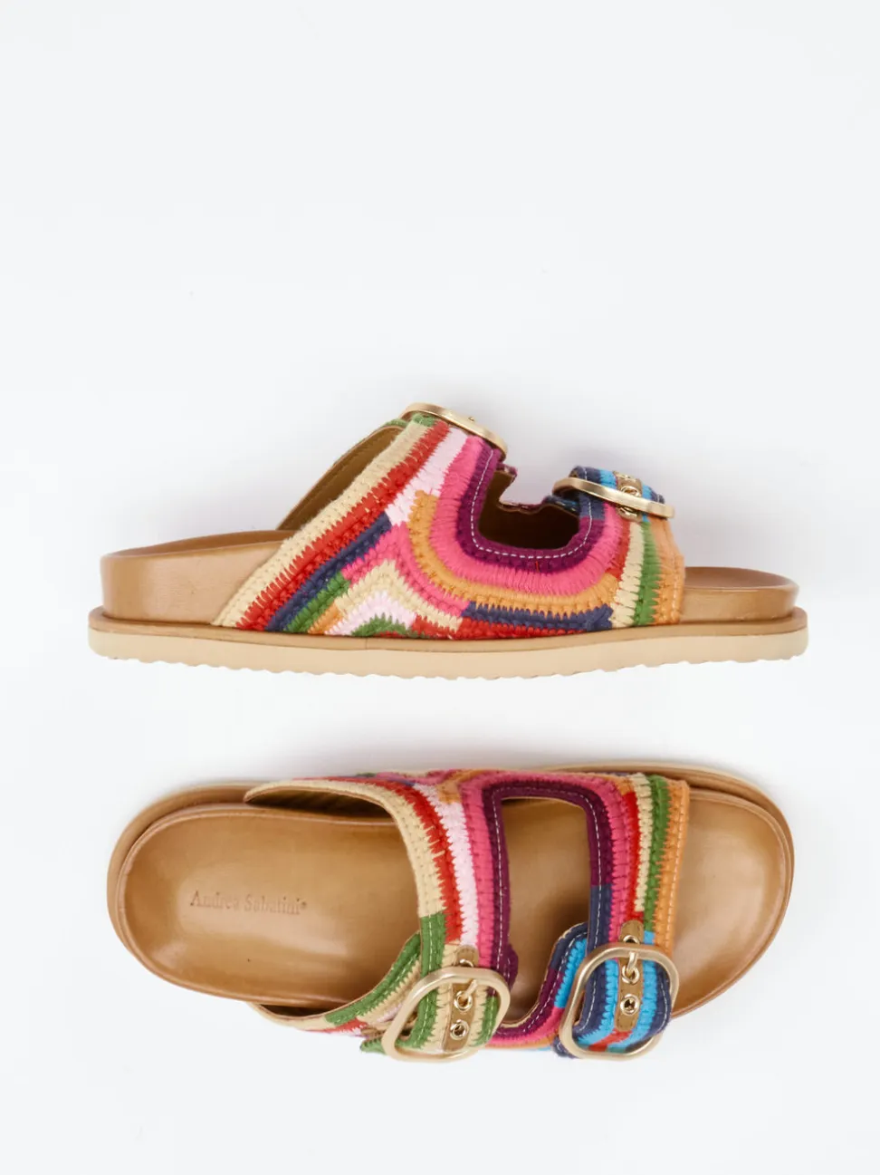 Andrea Sabatini – Pantolette aus gehäkeltem Textil multicolor