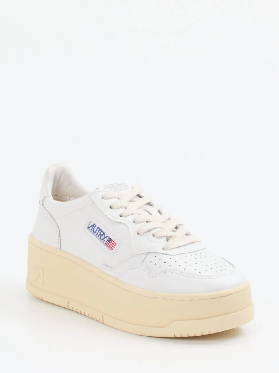 Autry – Platform-Sneaker aus Leder weiß-beige