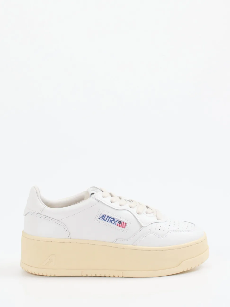 Autry – Platform-Sneaker aus Leder weiß-beige