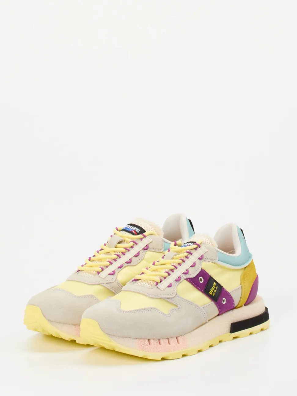 Blauer – Sneaker aus Veloursleder und Nylon Pastellgelb