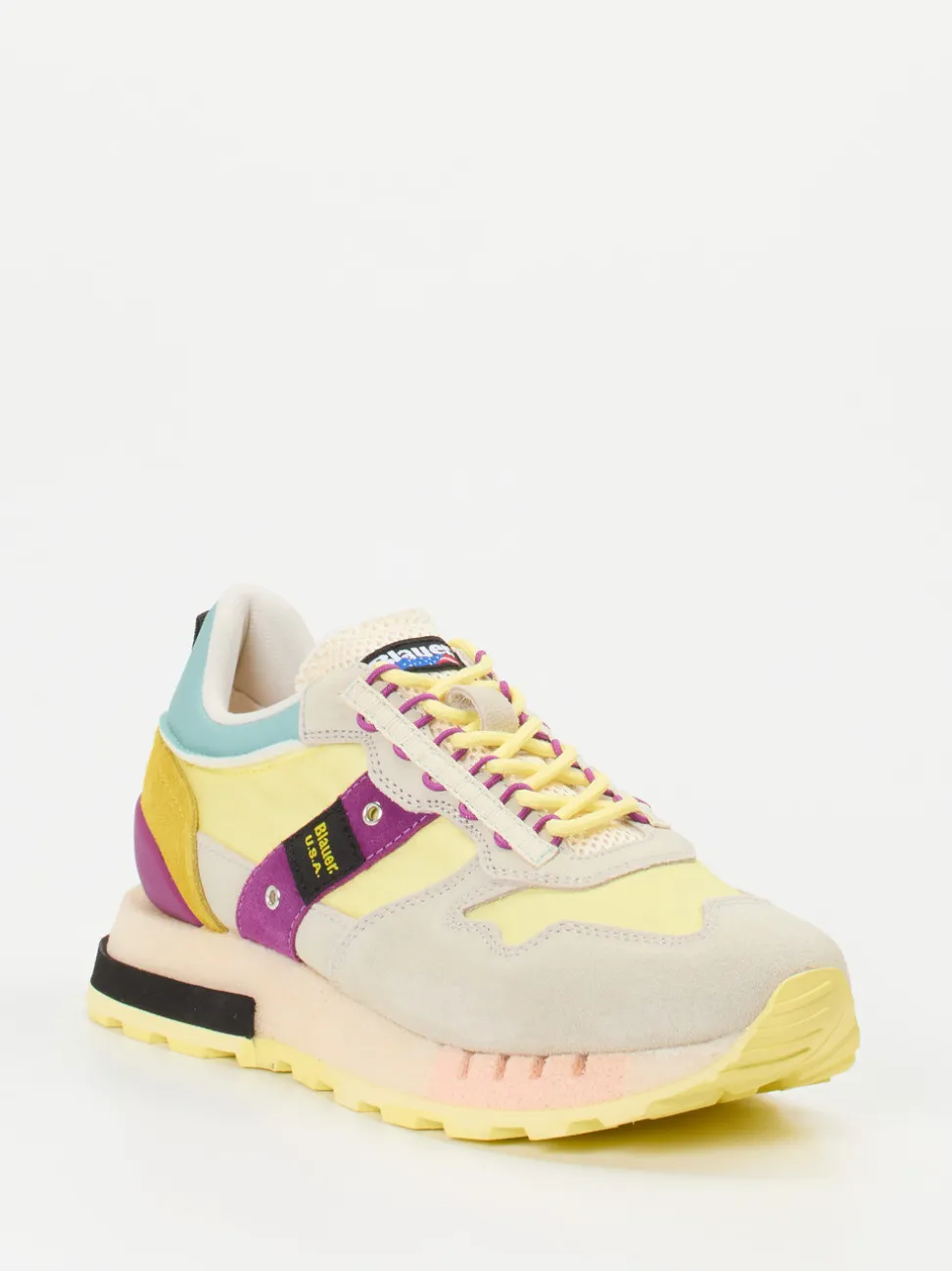 Blauer – Sneaker aus Veloursleder und Nylon Pastellgelb