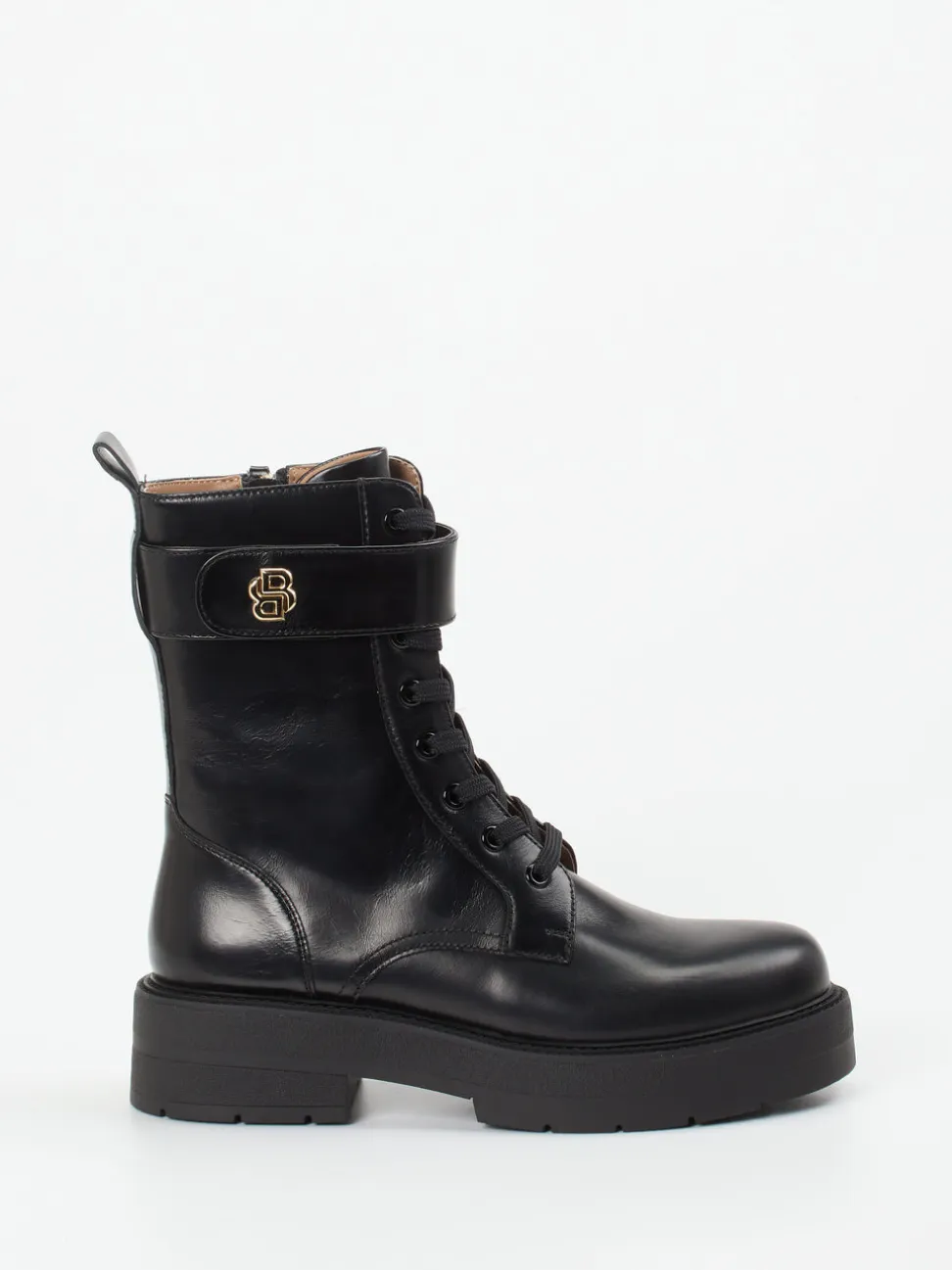 Boss – Schnürboots aus glänzendem Leder Schwarz