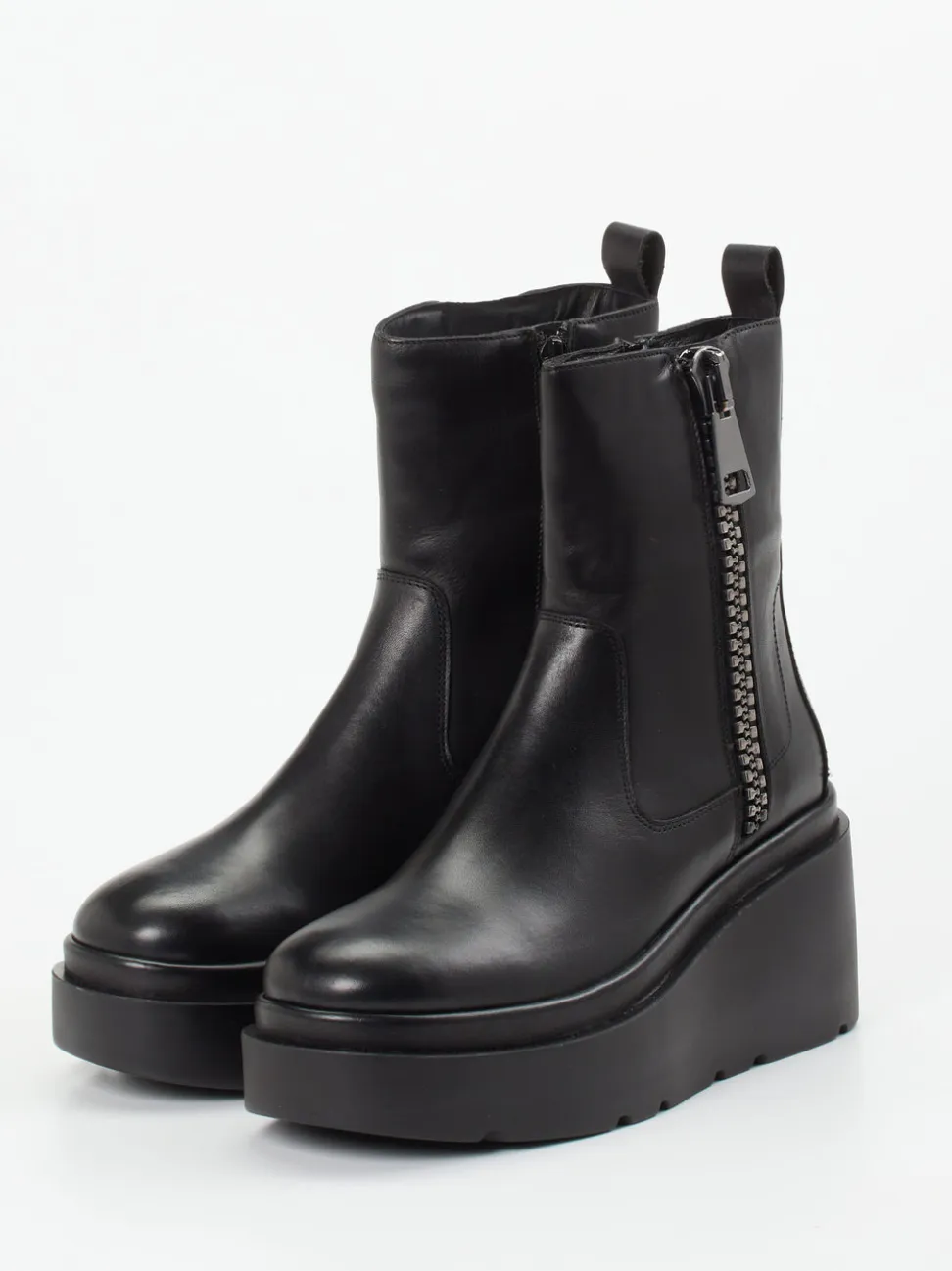 CAFèNOIR – Plateau-Stiefeletten aus Glattleder Schwarz