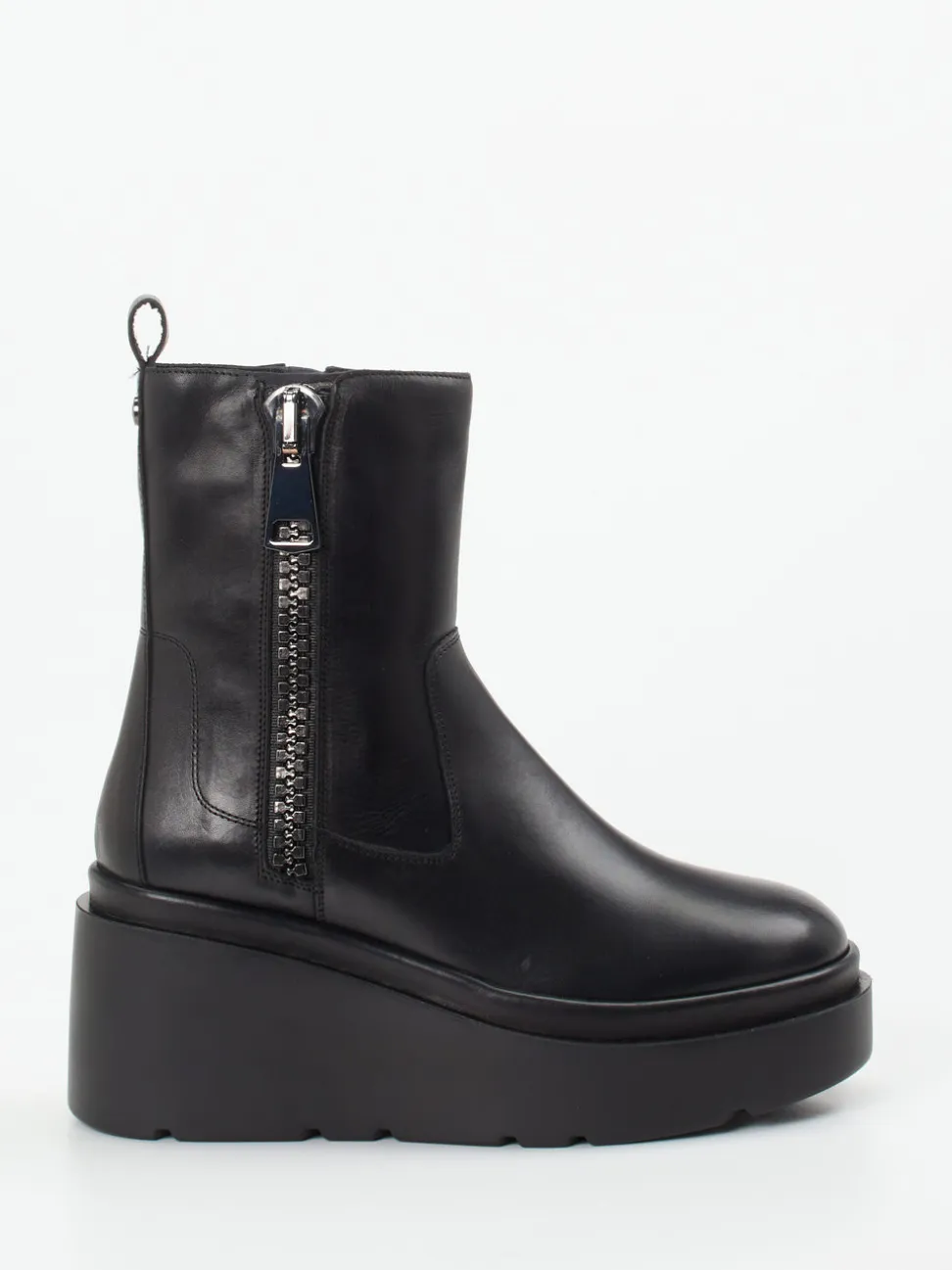 CAFèNOIR – Plateau-Stiefeletten aus Glattleder Schwarz