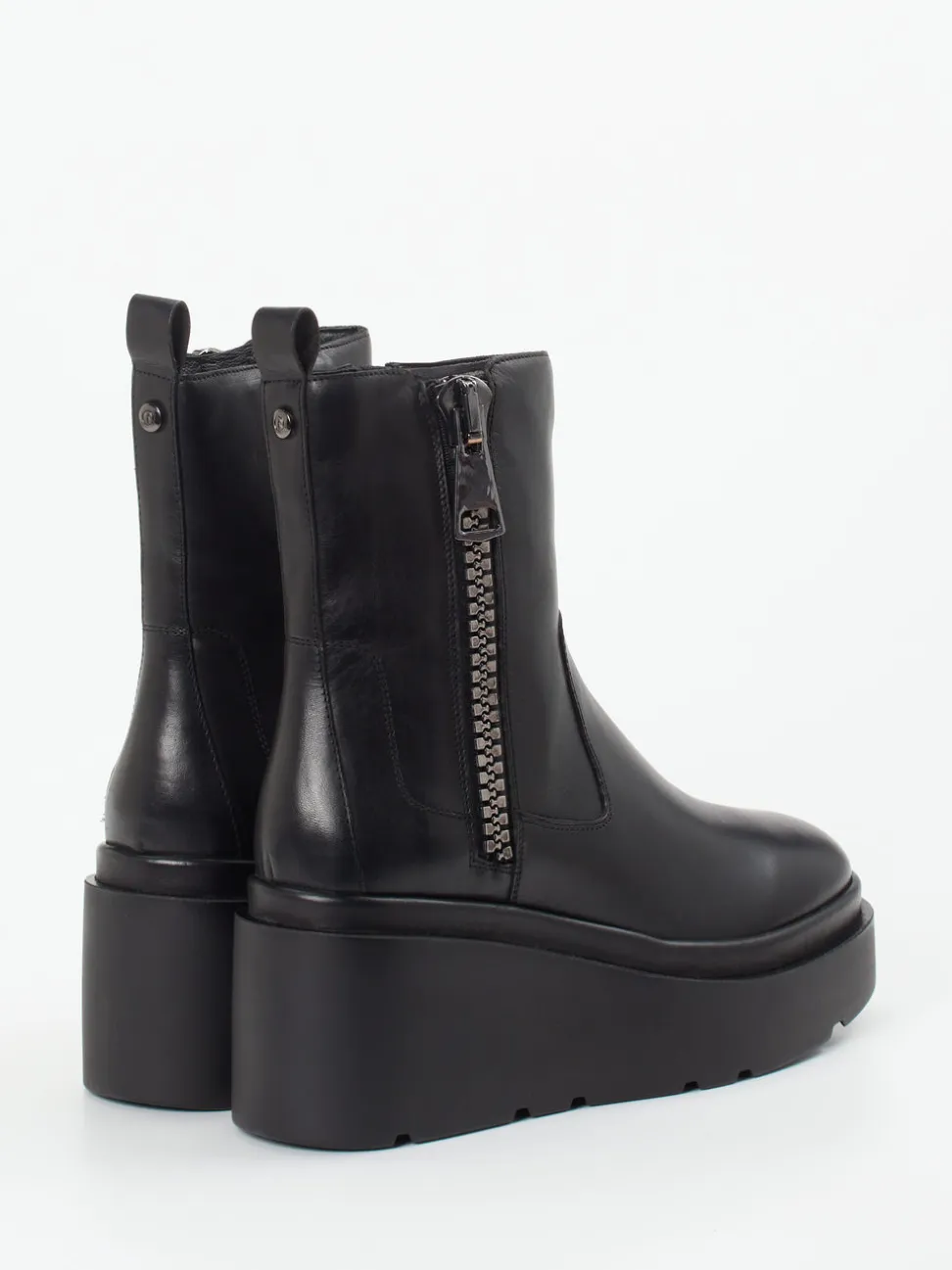 CAFèNOIR – Plateau-Stiefeletten aus Glattleder Schwarz