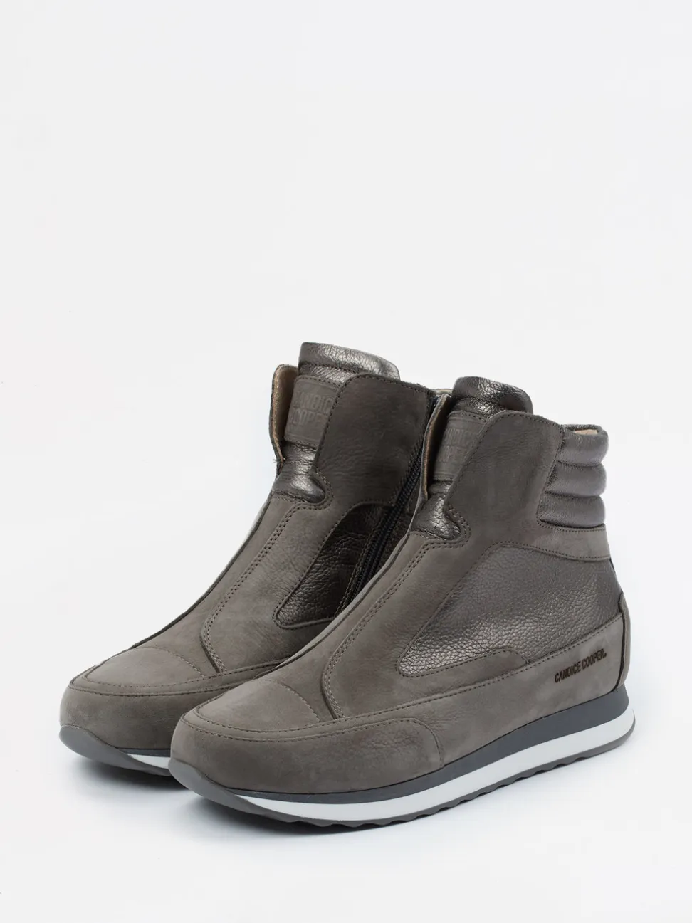 Candice Cooper – High-Top Sneaker aus Nubukleder grau