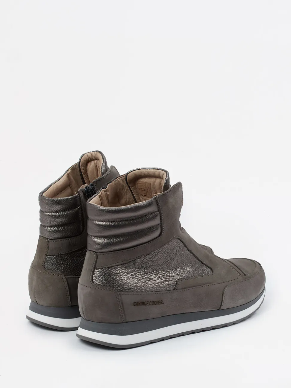 Candice Cooper – High-Top Sneaker aus Nubukleder grau