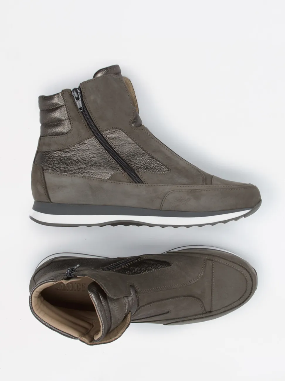 Candice Cooper – High-Top Sneaker aus Nubukleder grau