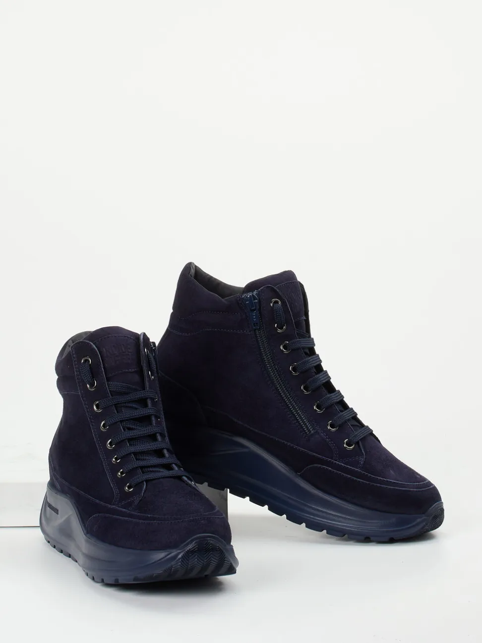 Candice Cooper – High-Top Sneaker aus Veloursleder Dunkelblau