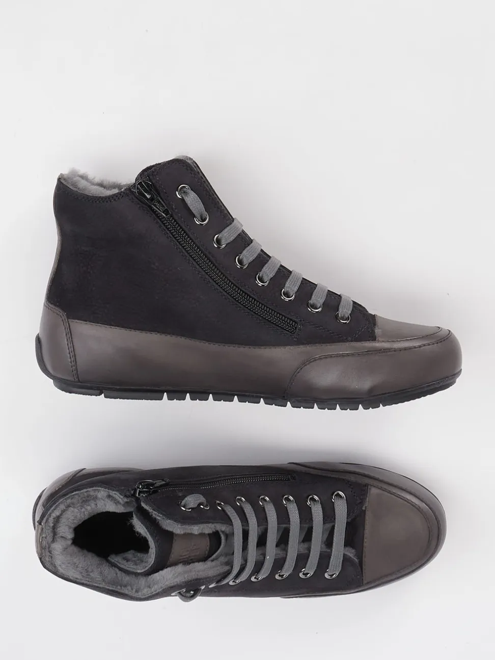 Candice Cooper – High-Top Sneaker aus Nubukleder anthrazit