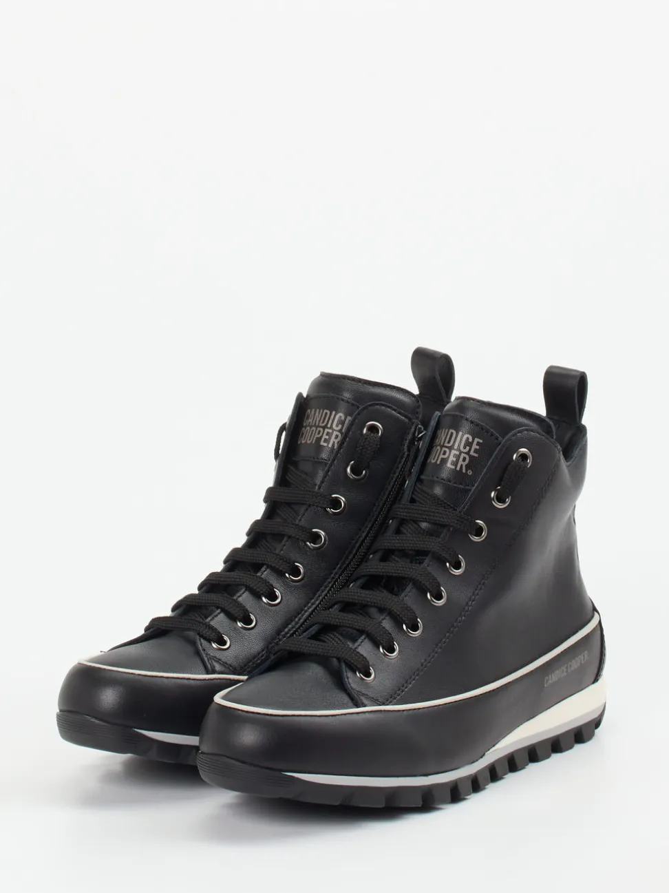 Candice Cooper – High-Top Sneaker aus Kalbleder Schwarz