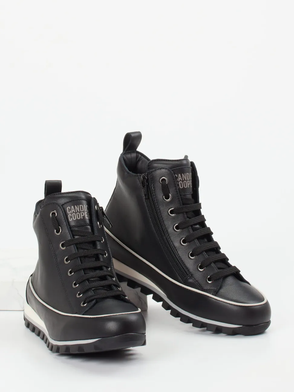 Candice Cooper – High-Top Sneaker aus Kalbleder Schwarz