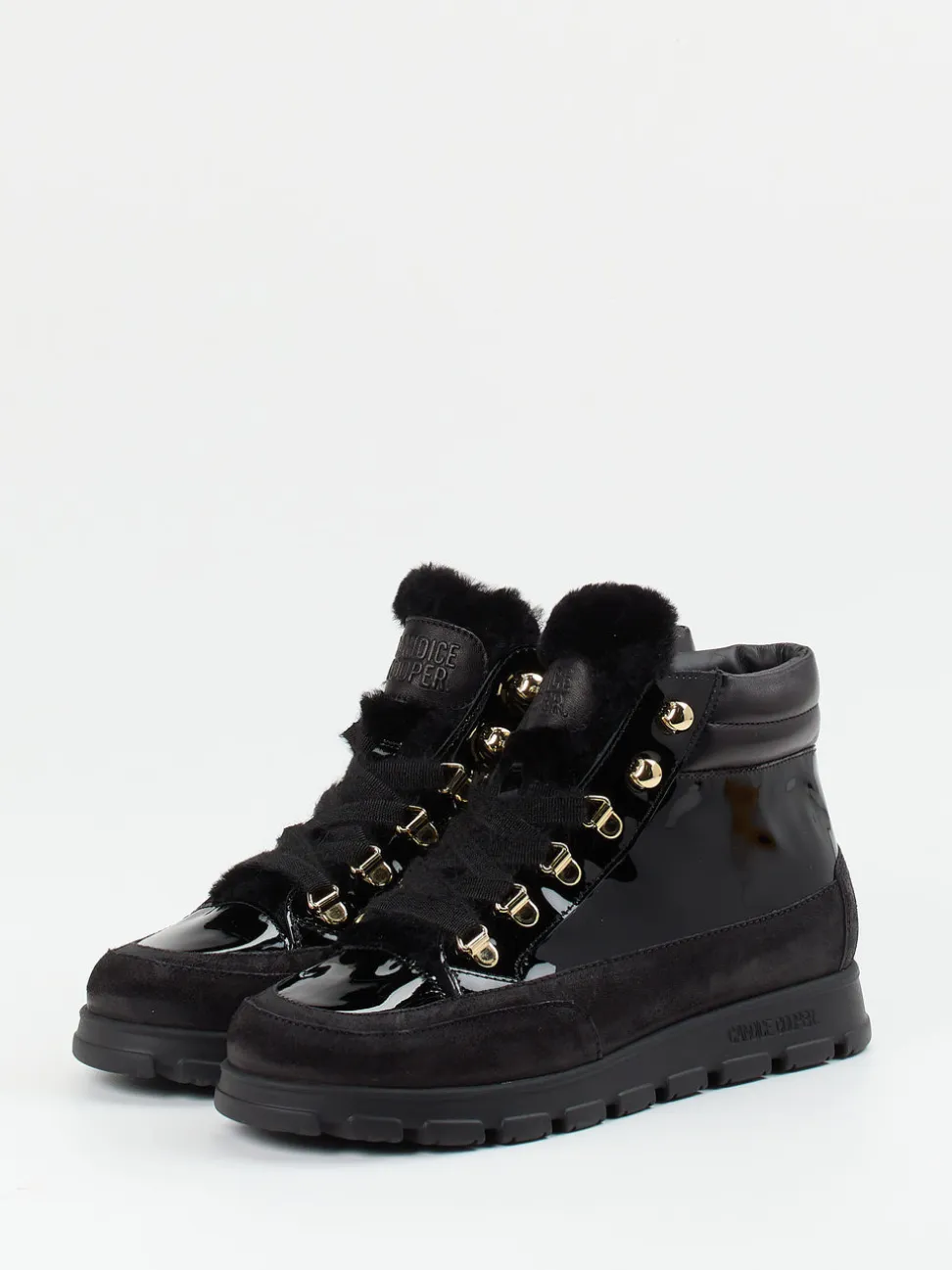 Candice Cooper – Schnürboots aus Lackleder Schwarz