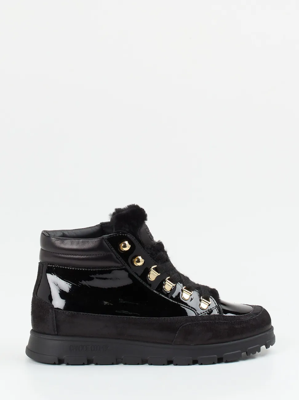 Candice Cooper – Schnürboots aus Lackleder Schwarz