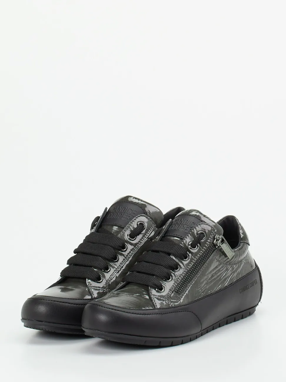 Candice Cooper – Sneaker aus Lackleder in Anthrazitgrau