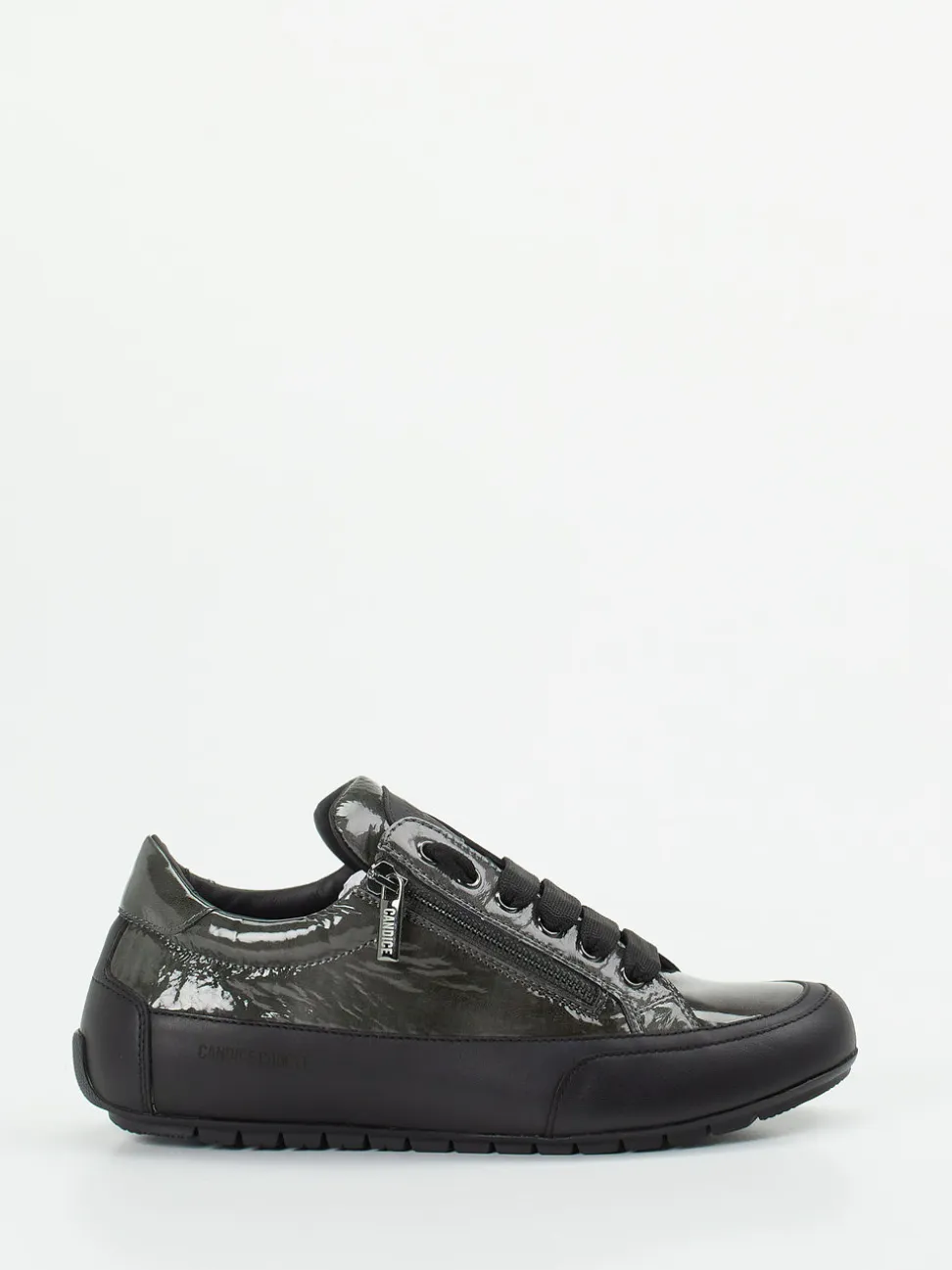 Candice Cooper – Sneaker aus Lackleder in Anthrazitgrau