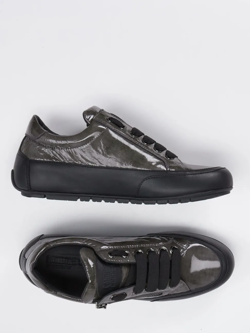 Candice Cooper – Sneaker aus Lackleder in Anthrazitgrau