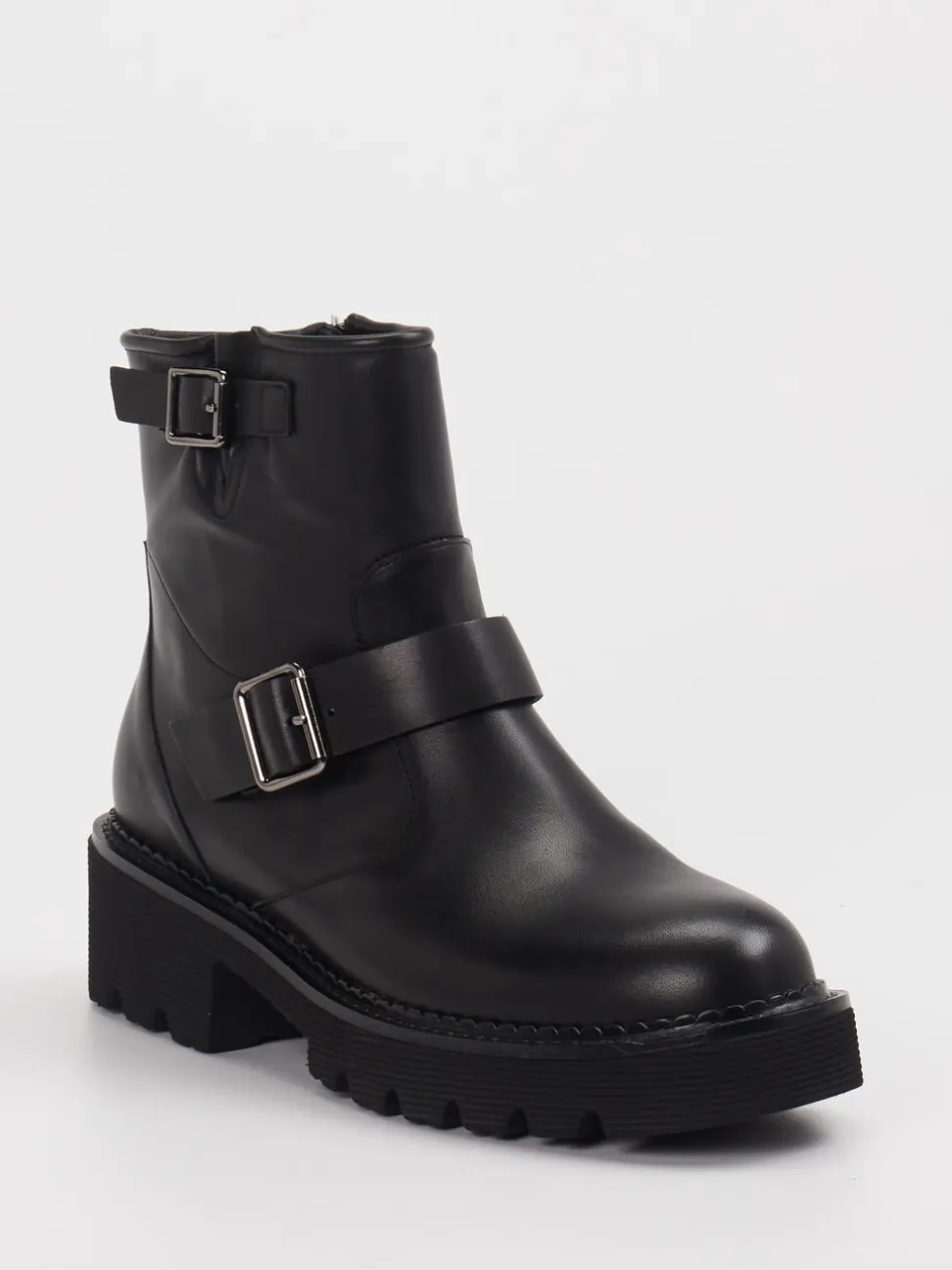 Di Lauro – Biker-Stiefelette aus Leder schwarz