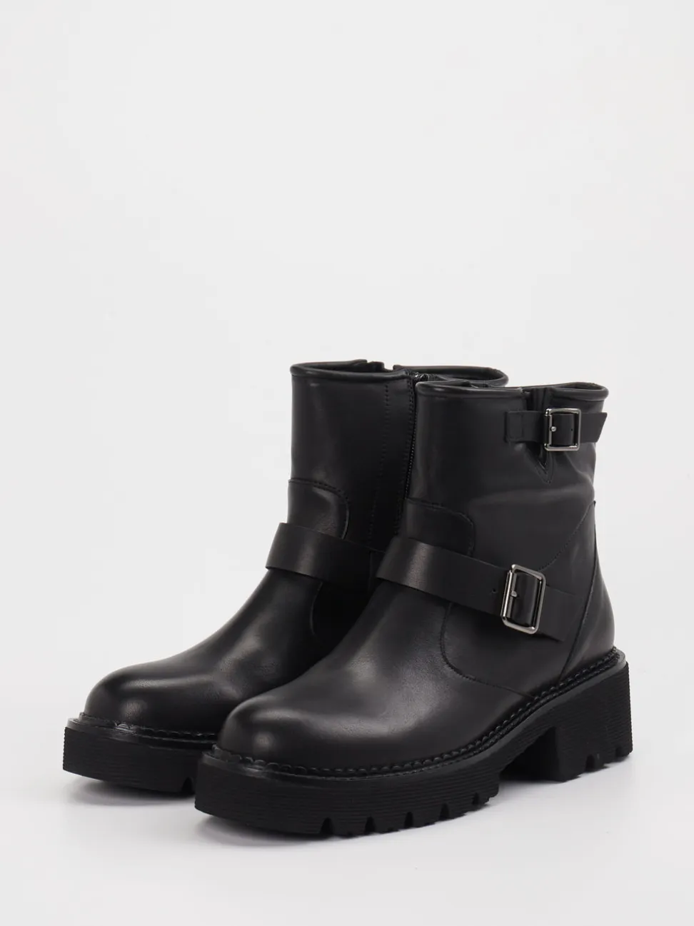 Di Lauro – Biker-Stiefelette aus Leder schwarz