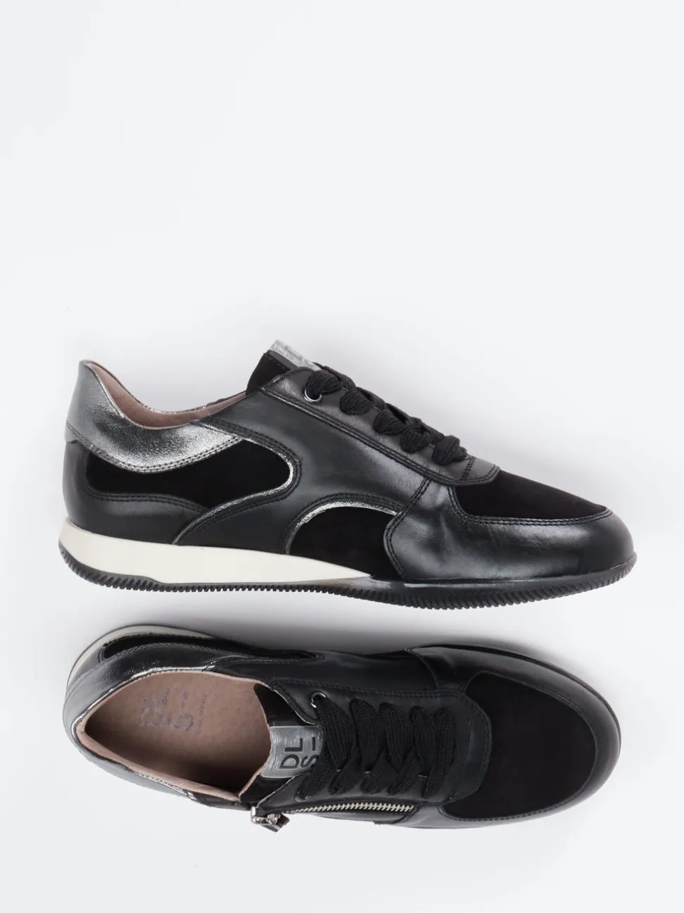 DL Sport – Sneaker aus Velourleder und Glattleder schwarz