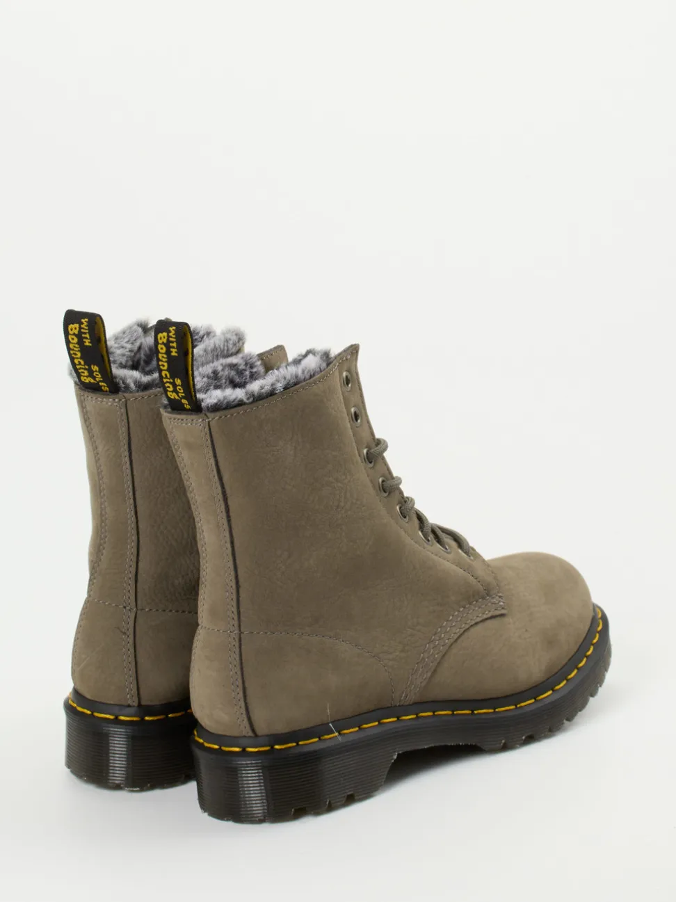 Dr. Martens – Schnürboots aus Nubukleder taupefarben
