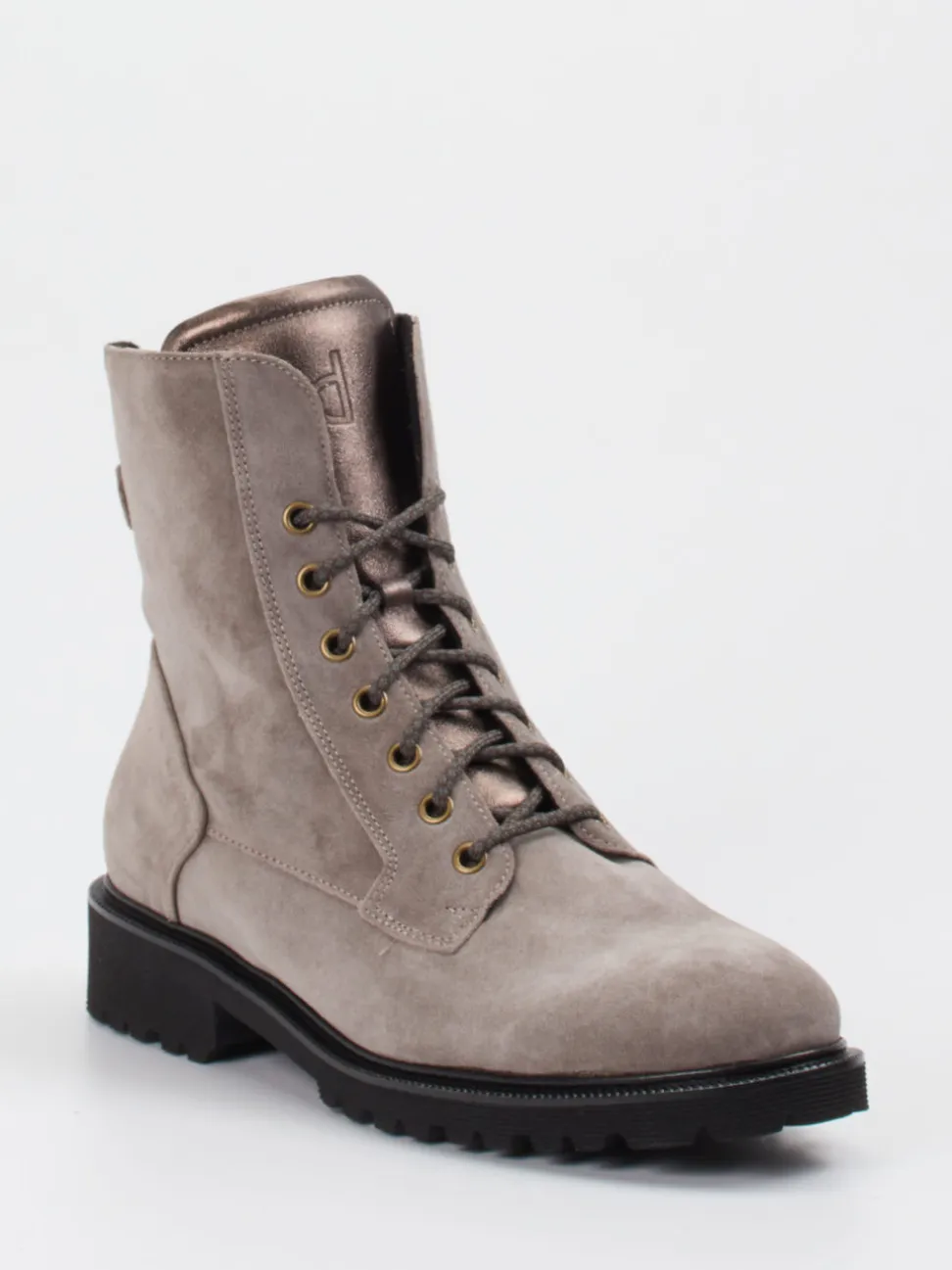 Durea – Schnürstiefeletten aus Veloursleder in Taupe