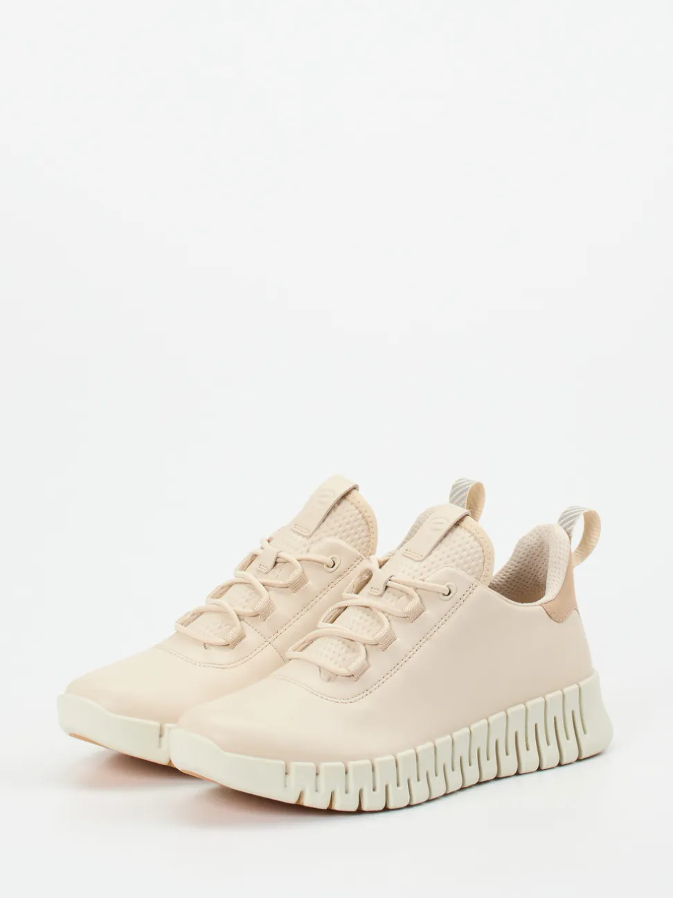 Ecco – Sneaker aus Kalbleder und Mesh beige