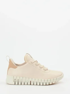Ecco – Sneaker aus Kalbleder und Mesh beige