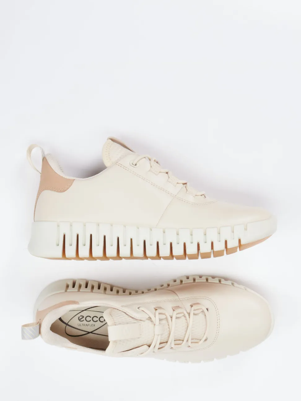 Ecco – Sneaker aus Kalbleder und Mesh beige