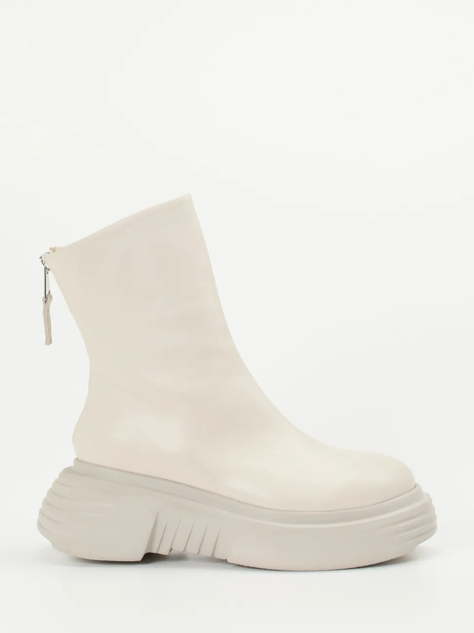 Elena Iachi – Plateau-Stiefeletten aus Kalbleder Cremeweiß