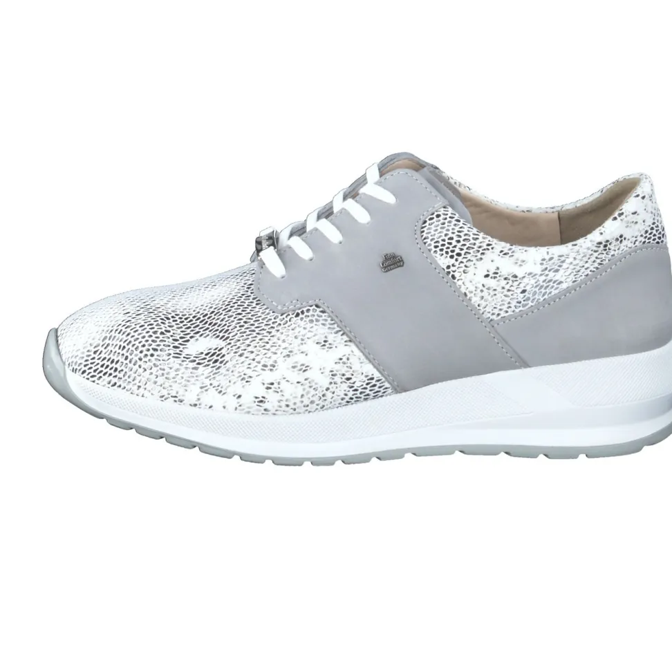 Finn Comfort – Komfort-Sneaker aus Stretch und Nubukleder grau