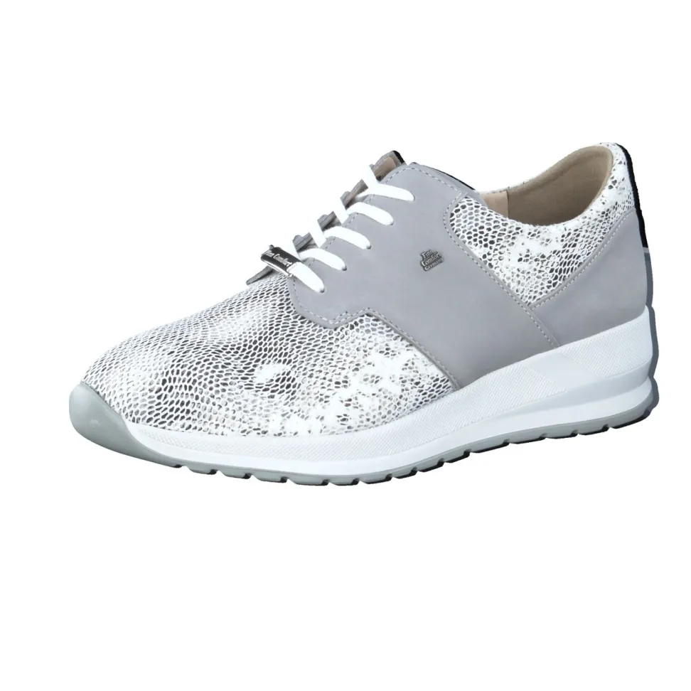 Finn Comfort – Komfort-Sneaker aus Stretch und Nubukleder grau