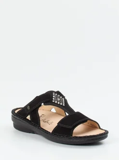 Finn Comfort – Pantolette aus Nubukleder Schwarz