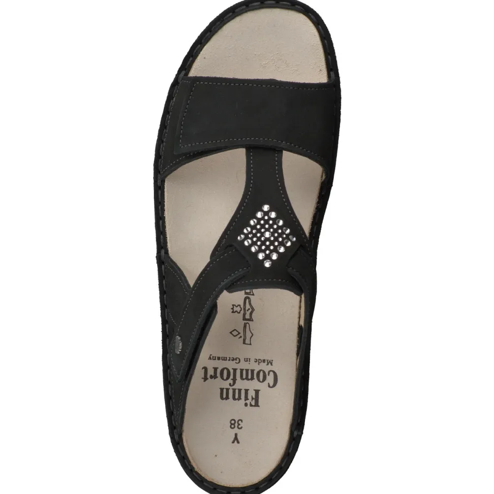Finn Comfort – Pantolette aus Nubukleder Schwarz