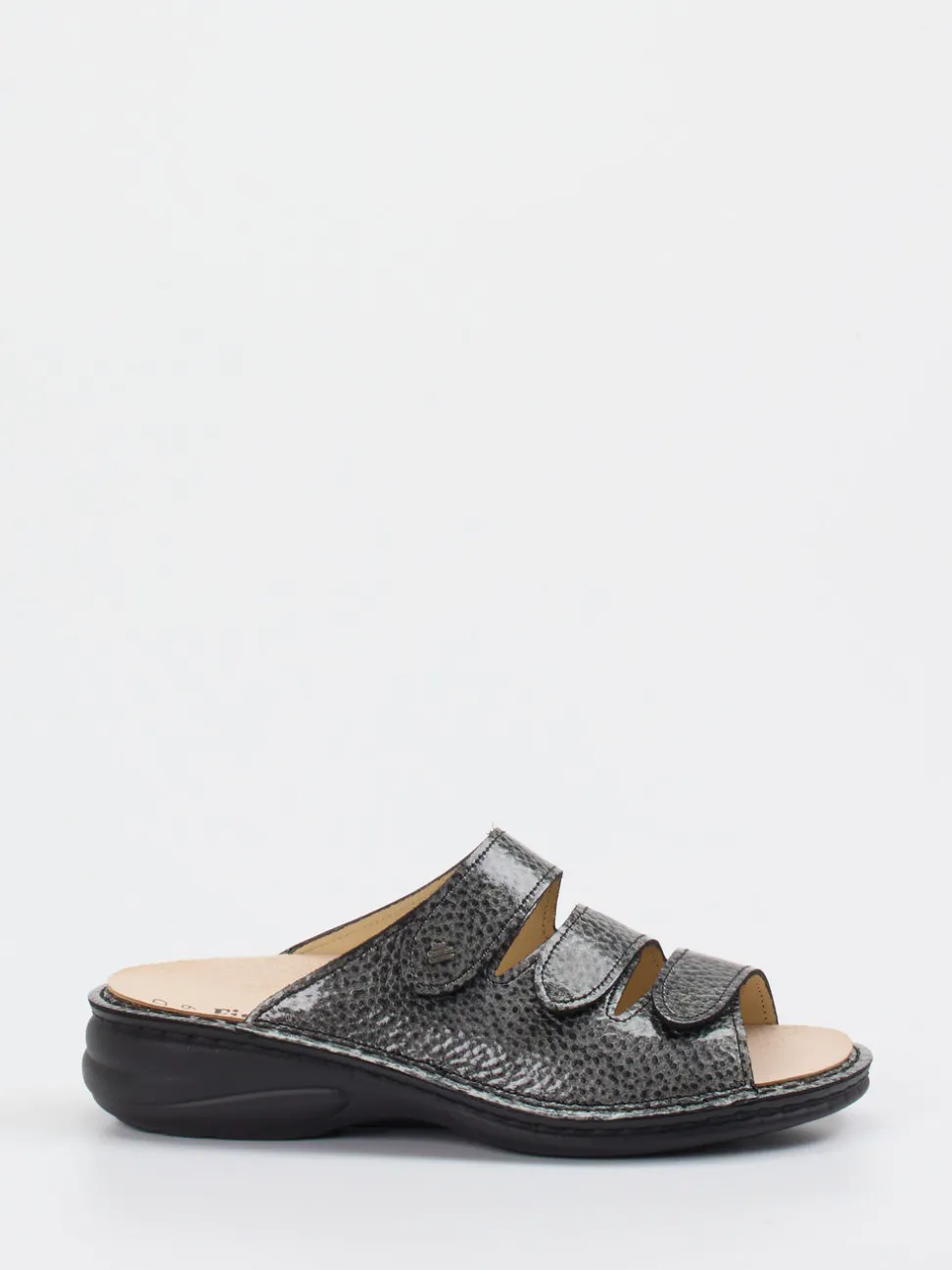 Finn Comfort – Pantolette aus Lackleder anthrazitgrau